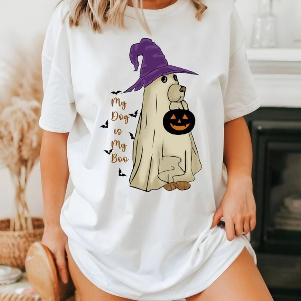 My Dog Is My Boo Shirt Halloween Dog Tshirt Ghost Tee Spooky Season Gift